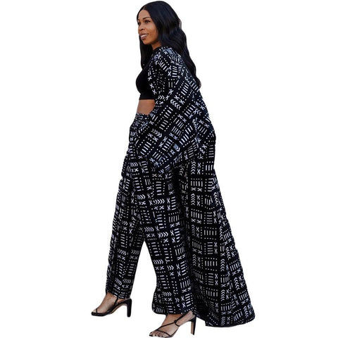 African Ethnic Print Loose Long Trench Coat-Veeddydropshipping