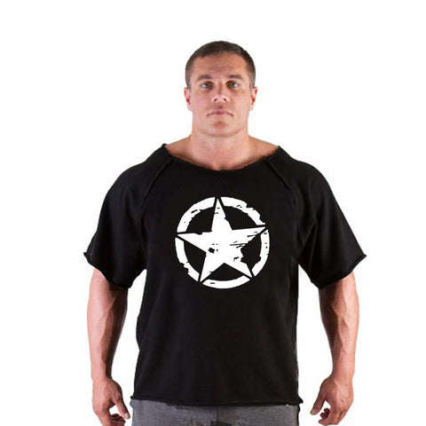T-shirt Fitness Men's Bodybuilding Shirt Bat Sleeve Shredded Cloth Shirt-Veeddydropshipping