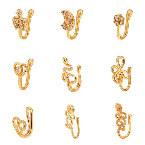 Crystal Nose Piercing Body Jewelry Floral Nose Hoop Nostril Nose Ring-JW01377-Veeddydropshipping