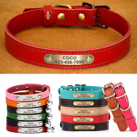 Leather Cat Dog Collar Bling Personalized Name ID-HA01379-Veeddydropshipping