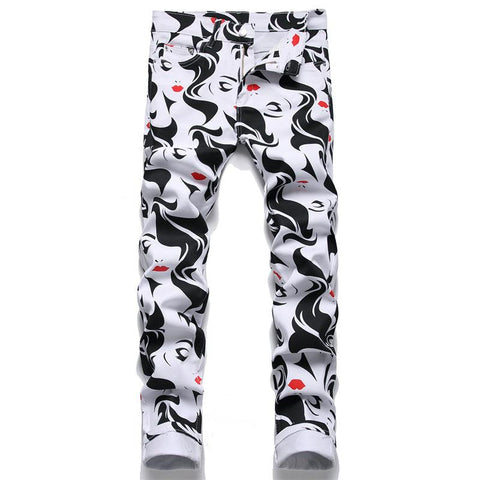 Spring Print Brand Jeans Men&#39;s Straight Moto-MF00559-Veeddydropshipping