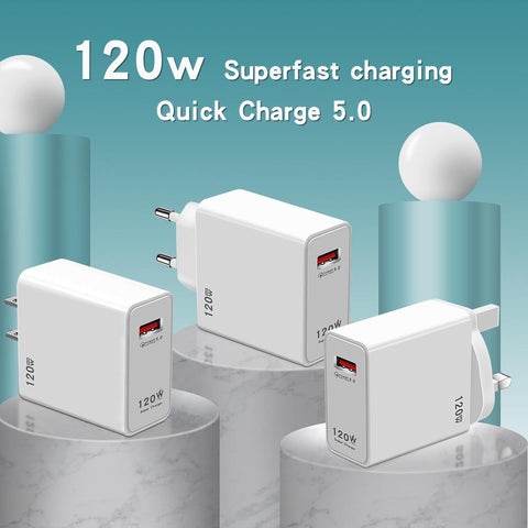 120W Phone Charger Adapter QC5.0 Fire Retardant USB Mobile Phone Charging Head US-PA00365-Veeddydropshipping