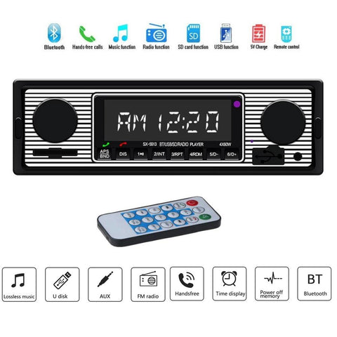 Bluetooth Car Radio Vintage Dual Knob MP3 Player FM Tuner Stereo-AM00648-Veeddydropshipping