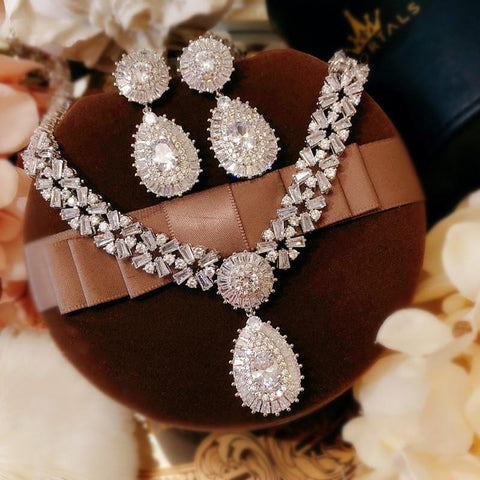 Jewelry Sets For Women S925 Sterling Drop Earrings Necklaces -JW00386-Veeddydropshipping