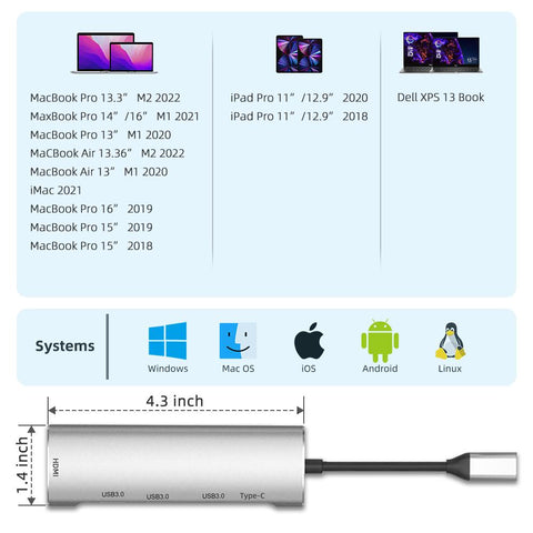 USB C Hub 5 in 1 USB Hub Type C 3.1 to HDMI 3.0 Port-CO00002-Veeddydropshipping