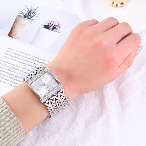 Square Wrist Watches  Stainless Steel Gold Female Watch-JW00891-Veeddydropshipping