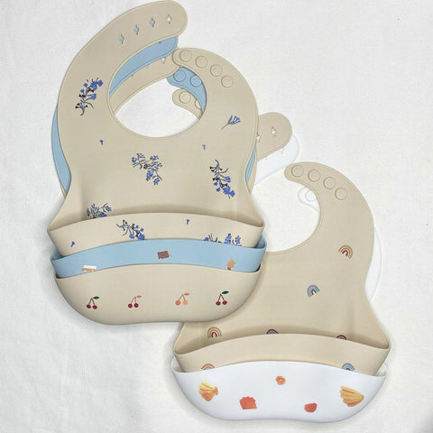 Ins Style Print Baby Bibs Waterproof Soft Silicone Baby Feeding Stuff Cute-TB00466-Veeddydropshipping