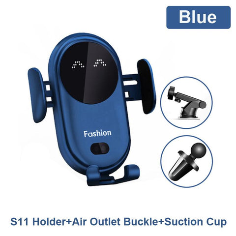 10W S11 Qi Automatic Clamping Fast Wireless Charger Car Phone Holder Smart Infrared Sensor-PA00516-Veeddydropshipping