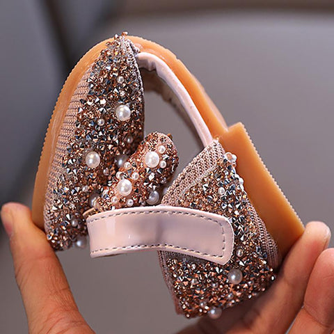 Girls Sandals Summer Princess Shoes Sequin Lace Bow-TB00138-Veeddydropshipping