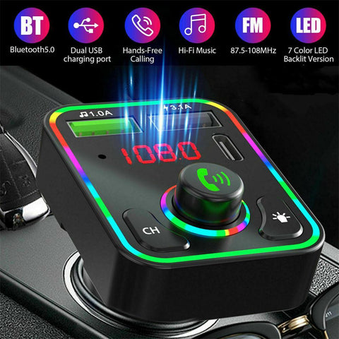 Led Backlight Car Bluetooth-compatible Fm Transmitter Mp3 Tf/u Disk Player Hands-PA00777-Veeddydropshipping
