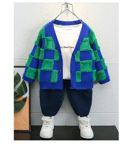 Boys Plaid Pattern Coat Kids Spring Autumn Outerwear-TB01178-Veeddydropshipping