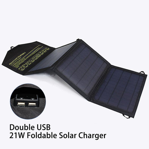 Upgraded 28W 21W 14W Portable Solar Panel Charger Double USB 5V 18V DC Camping-PA00092-Veeddydropshipping