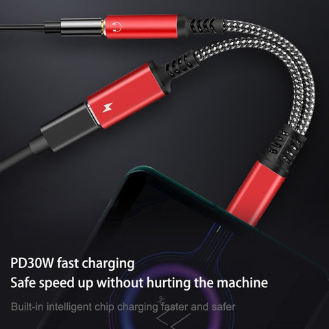 2 In 1 USB C To 3.5mm Headphone Jack Type C Charge Adapter-Veeddydropshipping