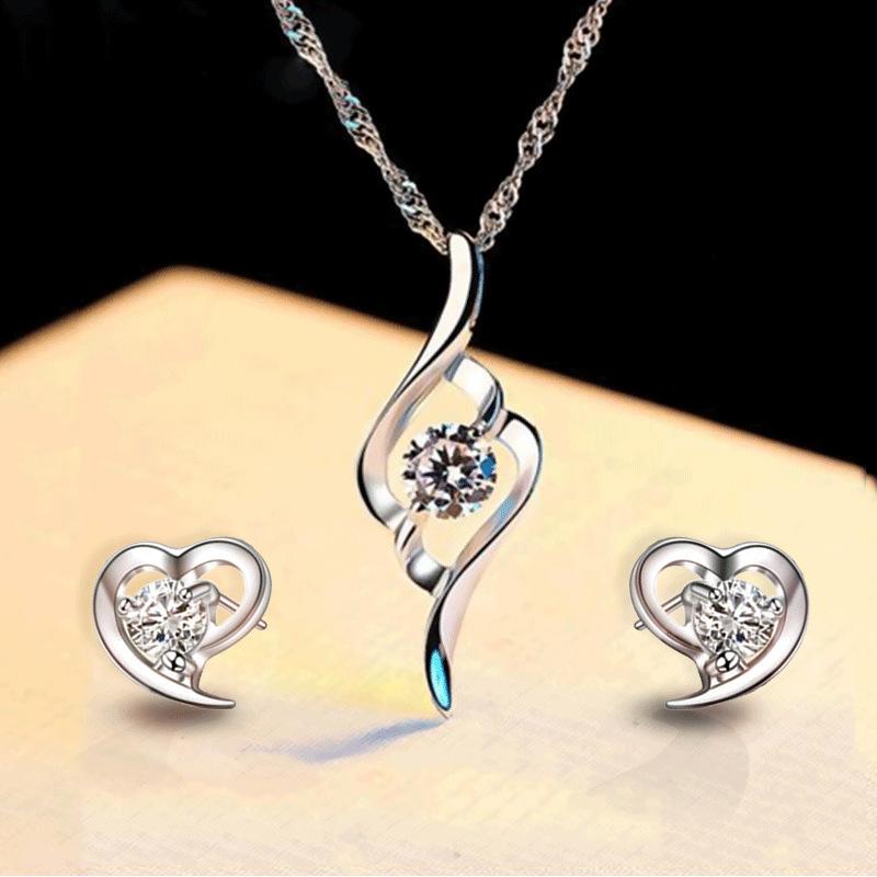 chain crystal pendant accessories jewelry set wholesale -JW00374-Veeddydropshipping