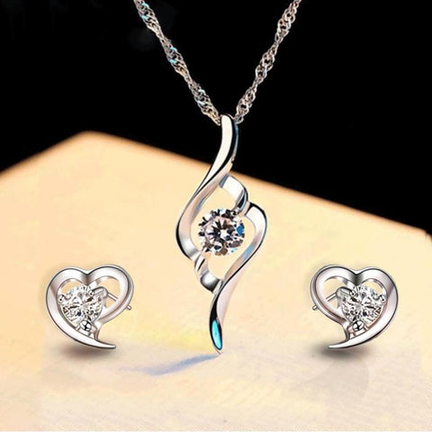 chain crystal pendant accessories jewelry set wholesale -JW00374-Veeddydropshipping
