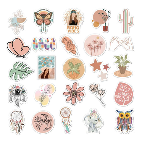 10/30/50pcs Cute Cartoon Art Bohemian Aesthetic Stickers Graffiti Decals-TB01640-Veeddydropshipping