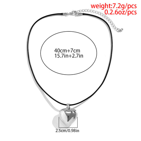 Leather ecklace for Women Simple Love Heart Pendant -JW01178-Veeddydropshipping