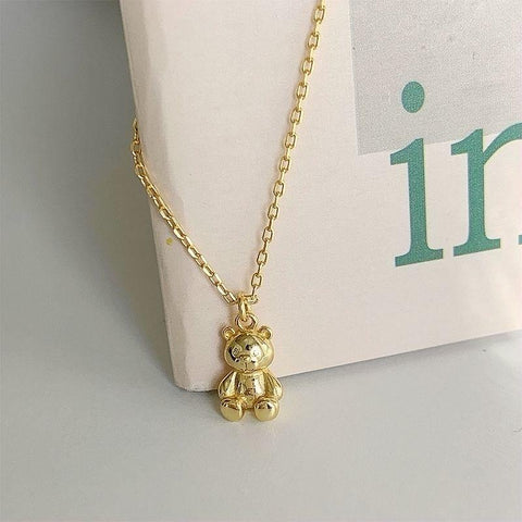 925 Sterling Silver Teddy Bear Pendant Necklace Necklaces For Women-JW00072-Veeddydropshipping