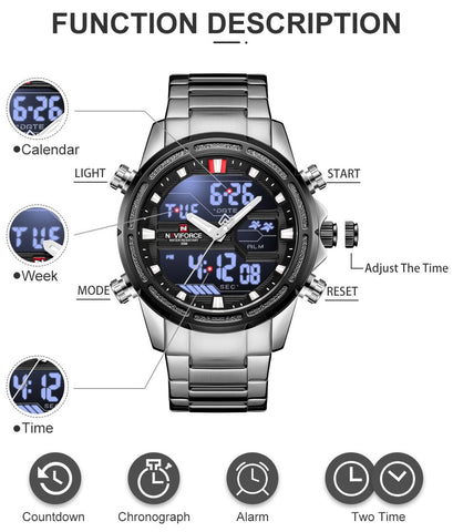 Watches for Men Luxury Brand Digital Chronograph Sport Quartz-JW00803-Veeddydropshipping