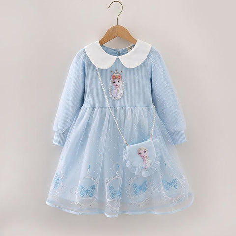 Fall Dresses for Girls Vestidos Frozen Elsa Dresses Birthday Party Long-TB00832-Veeddydropshipping