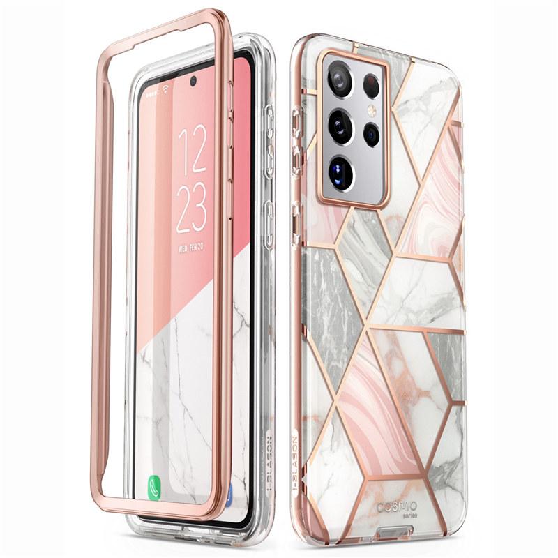 For Samsung Galaxy S21 Ultra Case 6.8&quot; (2021) I-BLASON Cosmo Full-Body Glitter Marble-PA00214-Veeddydropshipping