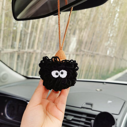 Cute Car Accessories Mirror Hanging Black Briquette Kawaii Flower-AM00054-Veeddydropshipping