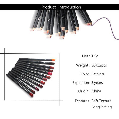 Waterproof Pencil Lipstick Set Pen Matte Lip Liner-BH00646-Veeddydropshipping