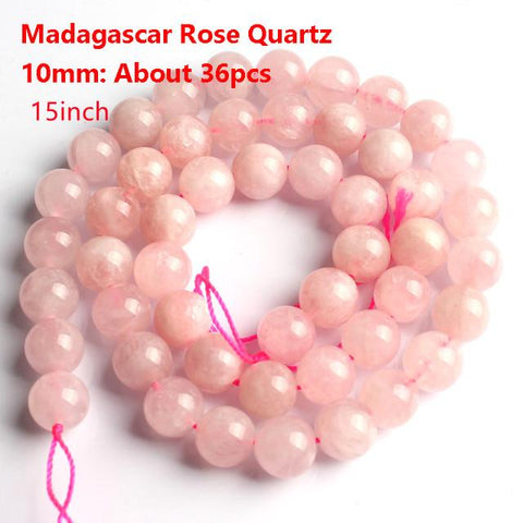 Natural Stone Beads Pink Rose Quartz Crystal Round Beads-JW01528-Veeddydropshipping