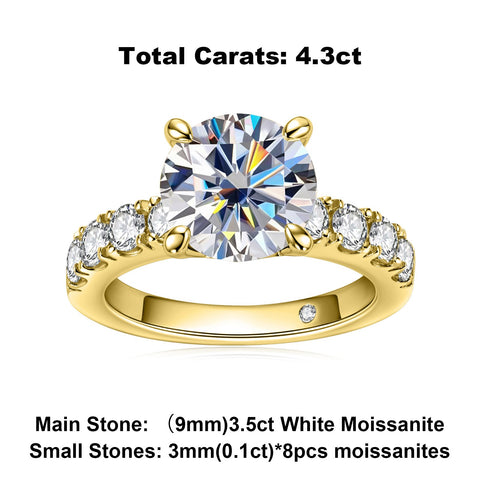 4.3cttw D Color Moissanite Engagement Rings 925 Sterling Silver-JW00002-Veeddydropshipping