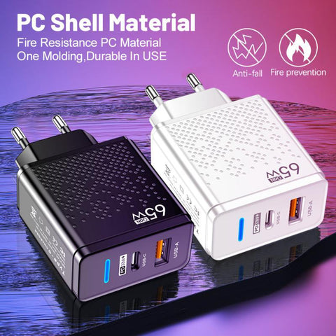 65W USB Charger PD USB C Fast Charging Moible Phone Adapter Charge 3.0 Phone Charger Dropship-PA00358-Veeddydropshipping
