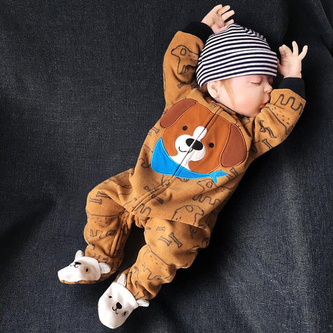Baby Pajamas Zipper Fleece Newborn Girls Romper Warm Winter-TB00291-Veeddydropshipping