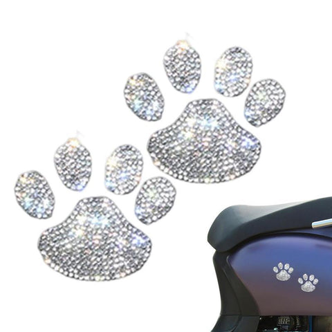 Crystal Dog Paw Print Car Stickers Bling Rhinestone Paw Decals Car Window-AM00076-Veeddydropshipping