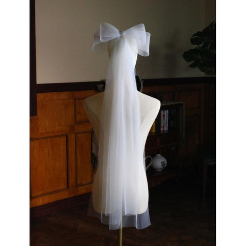 Wedding Bridal Big Bow Short Sheer Veils-WF01439-Veeddydropshipping