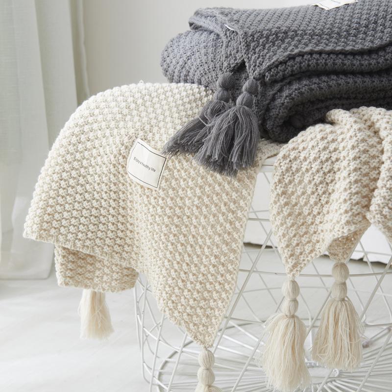 Thread Blanket with Tassel Throw Blanket-HA00444-Veeddydropshipping