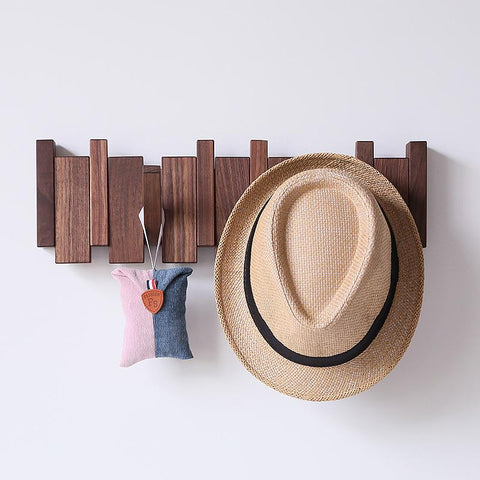 Beech Walnut Coat Rack Wall Mounted Sticks-HA01718-Veeddydropshipping