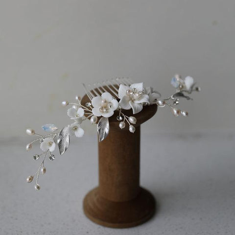 Freshwater Pearls  Flower Wedding Women Hair Jewelry -JW00517-Veeddydropshipping