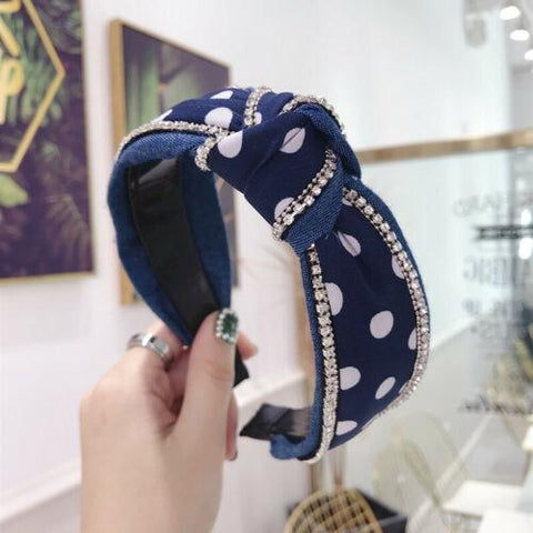 Ladies Crystal Tie Headband Hairband-WF01098-Veeddydropshipping
