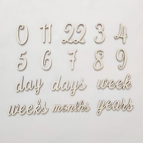 Newborn Wood Chip Card Photography Props Set Number Letters Date-TB00795-Veeddydropshipping
