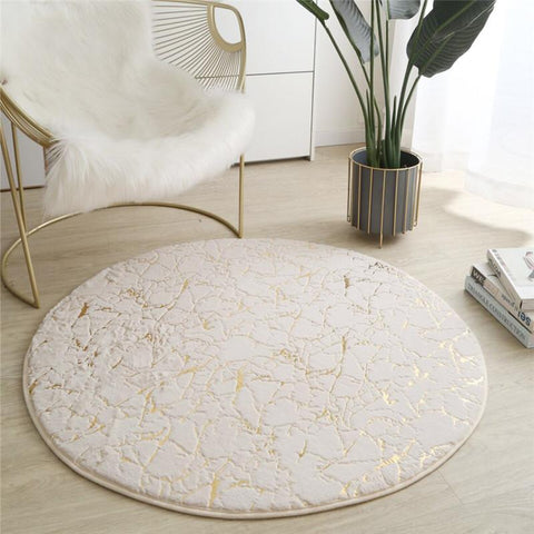 Fur Rug Pink Round Soft Fluffy Rabbit Fur Carpet-HA00549-Veeddydropshipping