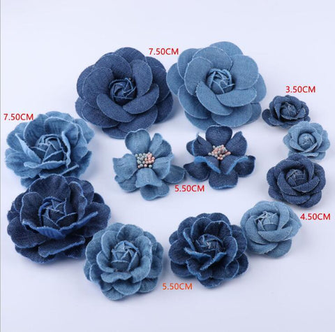Korea Denim Fabric Flowers Hair Accessories-HA00725-Veeddydropshipping