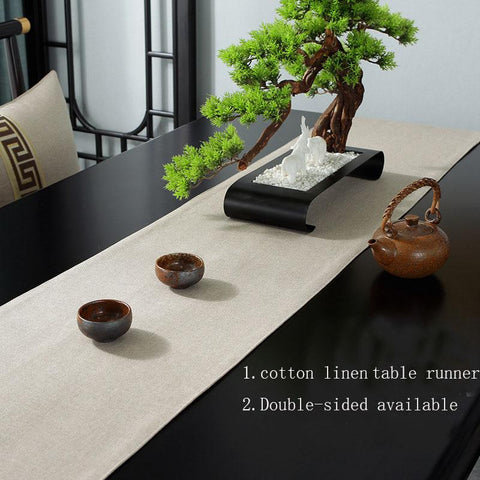 Table Runner Cotton Linen Jacquard Table-HA00550-Veeddydropshipping