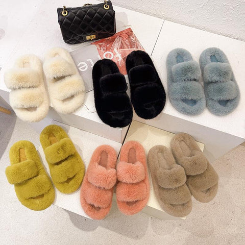 Slippers for Home Fluffy Soft Indoor Slides Thick Flats Heel Non-BS01270-Veeddydropshipping