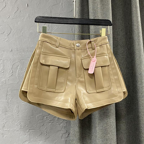 High Waist Cargo Short Pants Loose Pockets-WF00534-Veeddydropshipping