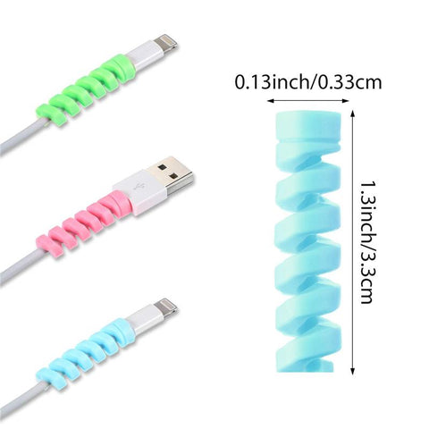 10 Pcs Spiral Cable Protector Silicone Data Line Protective Winder For Iphone Android USB Charging-PA00859-Veeddydropshipping