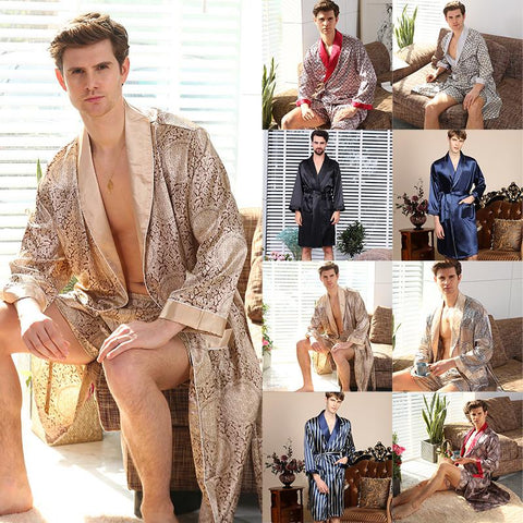 Shorts Suit Robe Pants Pajama Set Silk Satin Nightgown Two-piece Set-MF01598-Veeddydropshipping