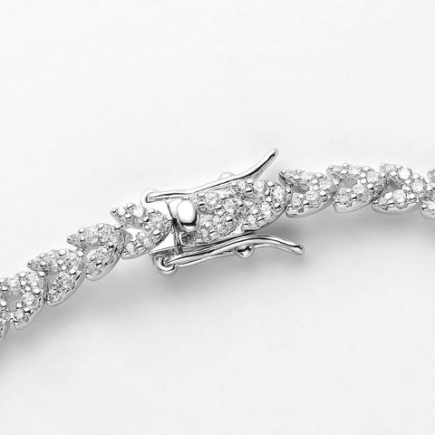 925 Sterling Silver Sparkling Carbon Diamond Ears Bracelet -JW00910-Veeddydropshipping