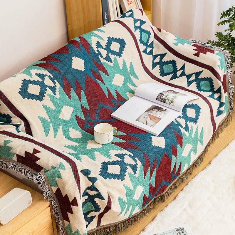 Plaid Knitted Blanket Tassel Bohemian Sofa Blankets-HA00430-Veeddydropshipping