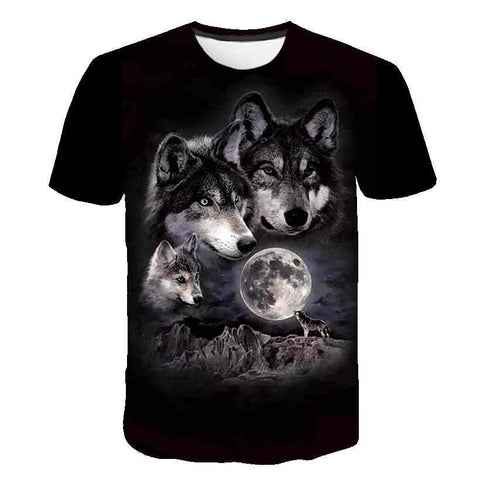 Animal Wolf T Shirt Kids Boys Clothes Summer Short Sleeve Girls Tops-TB01168-Veeddydropshipping