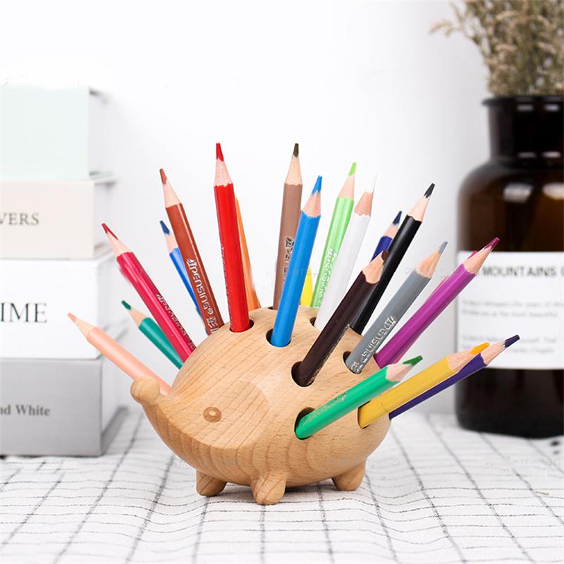 Wooden 24 Hole Pen Stand Multi-Functional Desk-HA01600-Veeddydropshipping