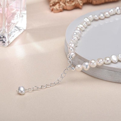 5-6mm Baroque 925 Sterling Silver Choker Necklace for Women Girls-JW00040-Veeddydropshipping